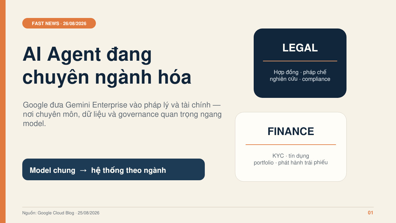 Google đưa Gemini Enterprise vào pháp lý và tài chính: AI Agent đang bước vào thời kỳ “chuyên ngành hóa”