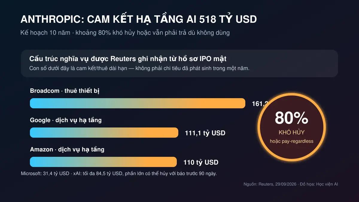 Đồ họa các nghĩa vụ hạ tầng AI dài hạn của Anthropic