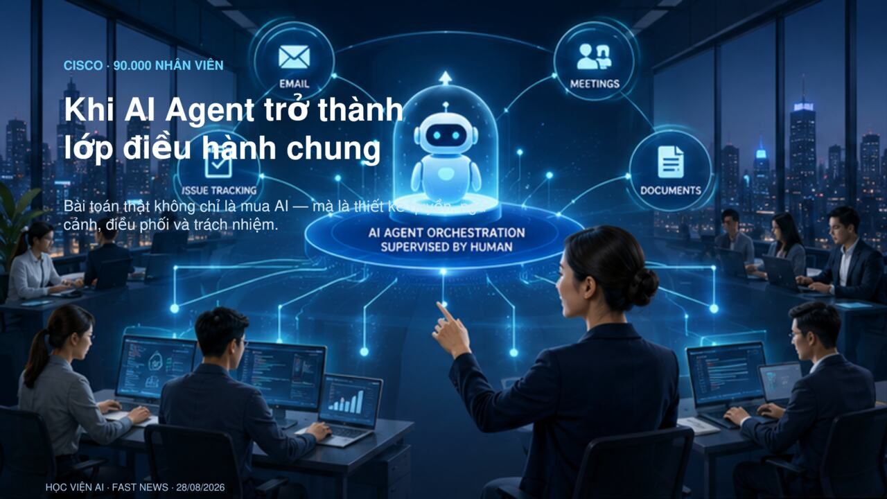 Cisco cấp MyAgent cho 90.000 nhân viên: AI Agent đang trở thành lớp điều hành chung