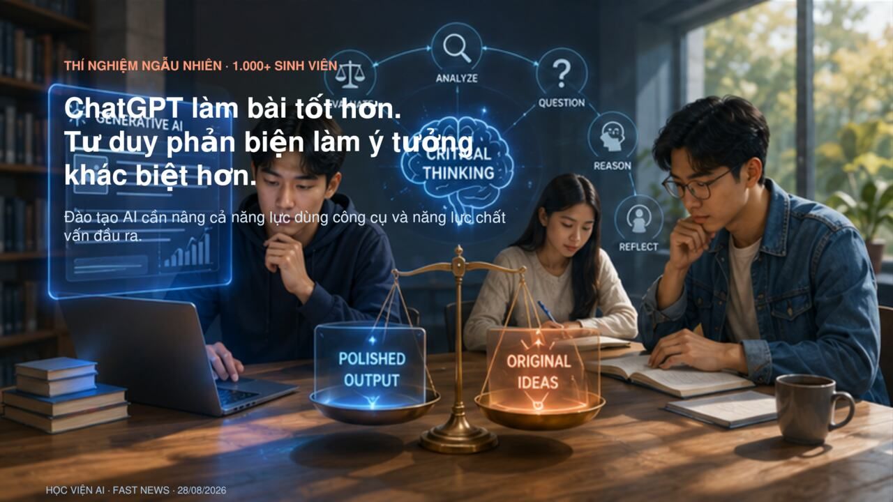 ChatGPT tăng 0,86 điểm trên thang 5, nhưng tư duy nhân quả mới làm ý tưởng đa dạng hơn