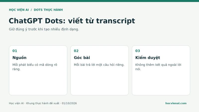 ChatGPT Dots: viết content từ transcript mà không sai ý