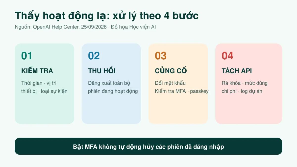 Quy trình kiểm tra Lịch sử bảo mật và xử lý phiên ChatGPT bất thường