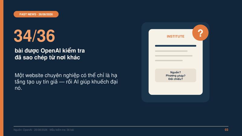 OpenAI phát hiện chiến dịch dựng “viện nghiên cứu giả”: thời AI, kiểm chứng nguồn quan trọng hơn kiểm tra văn phong
