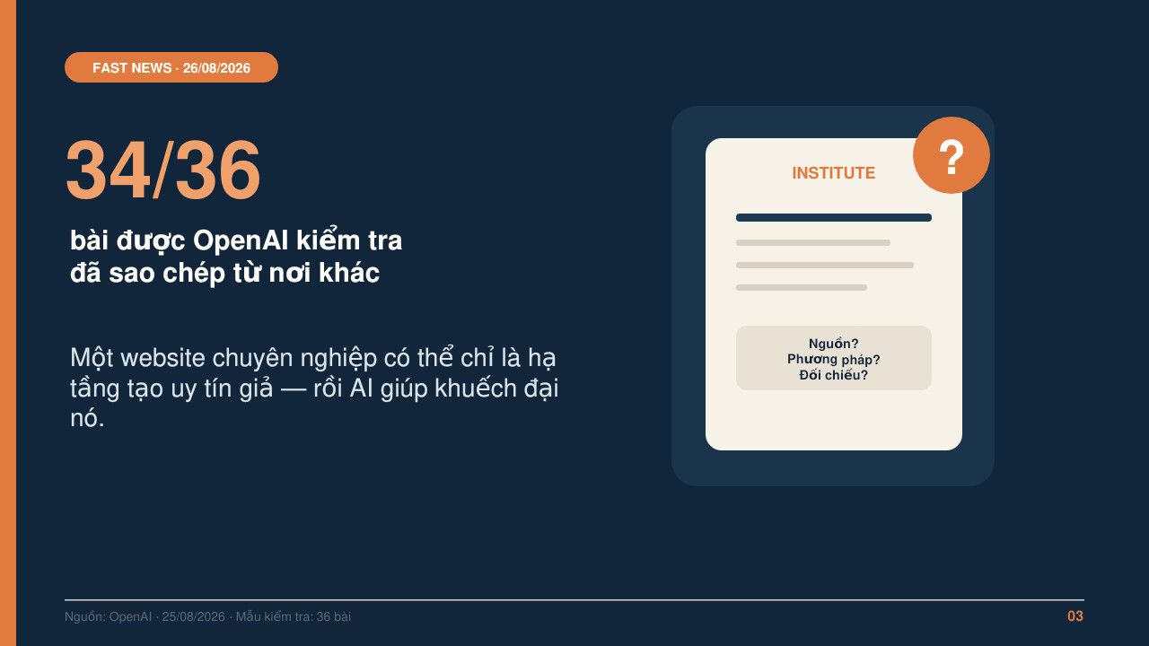 OpenAI phát hiện chiến dịch dựng “viện nghiên cứu giả”: thời AI, kiểm chứng nguồn quan trọng hơn kiểm tra văn phong