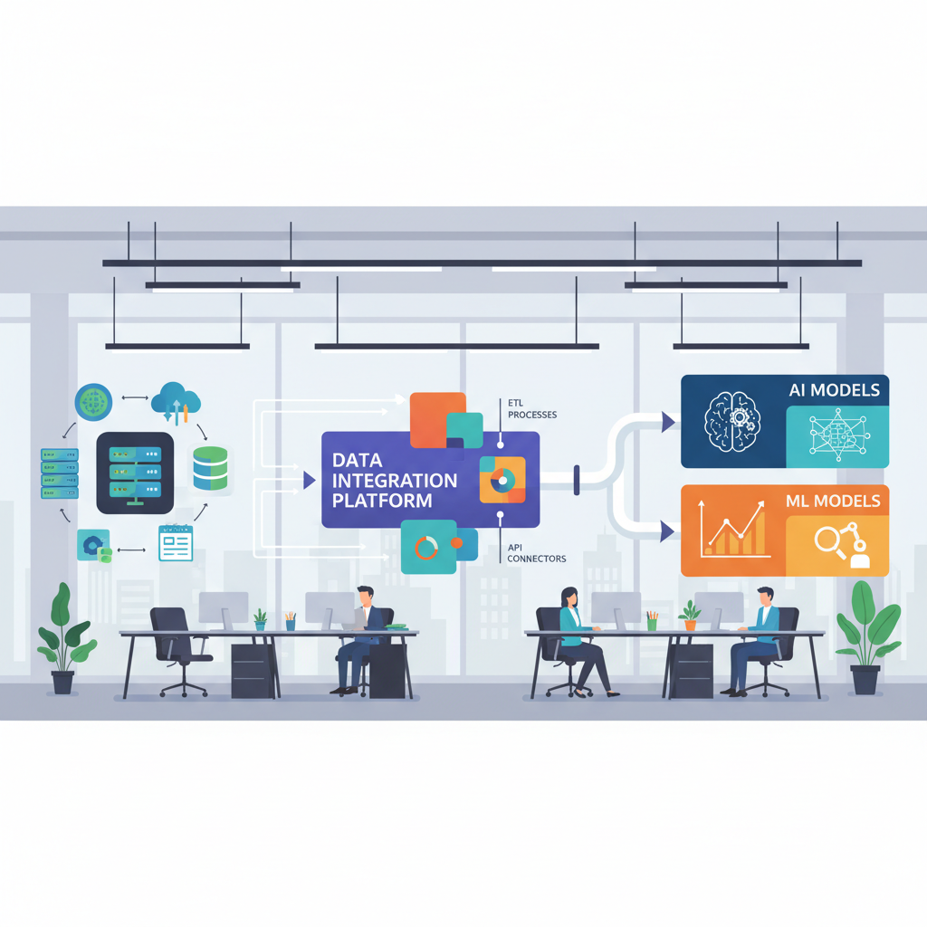 data integration architecture diagram data sources ai ml models modern office