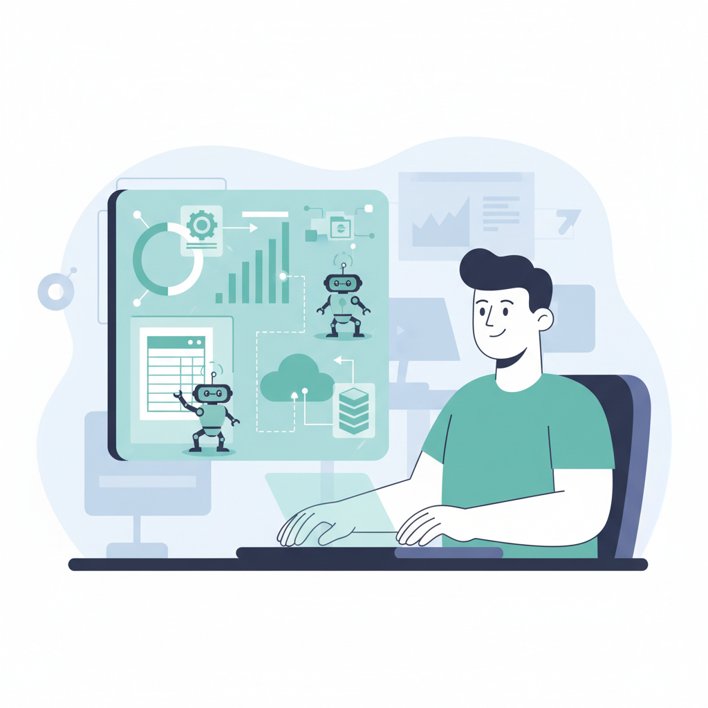 office worker digital dashboard rpa bots automation