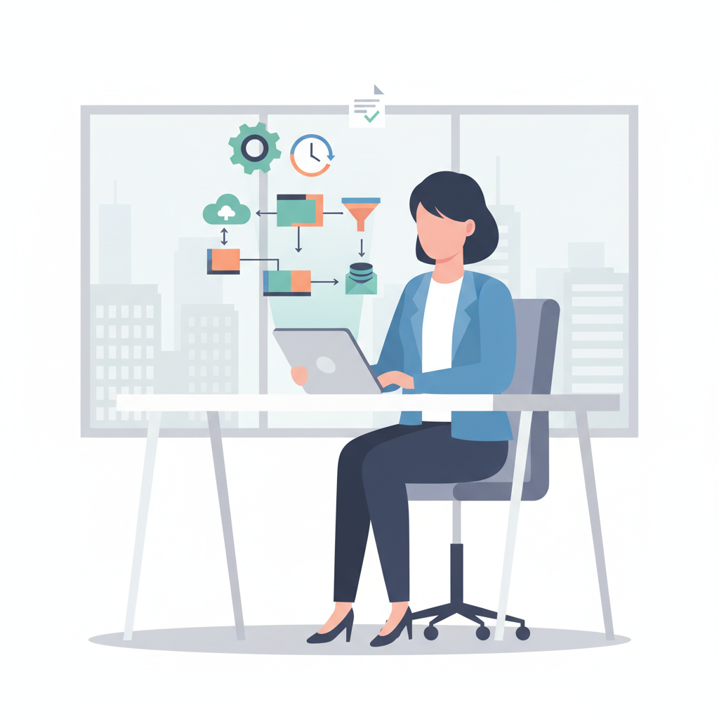 businesswoman low-code platform tablet workflow automation