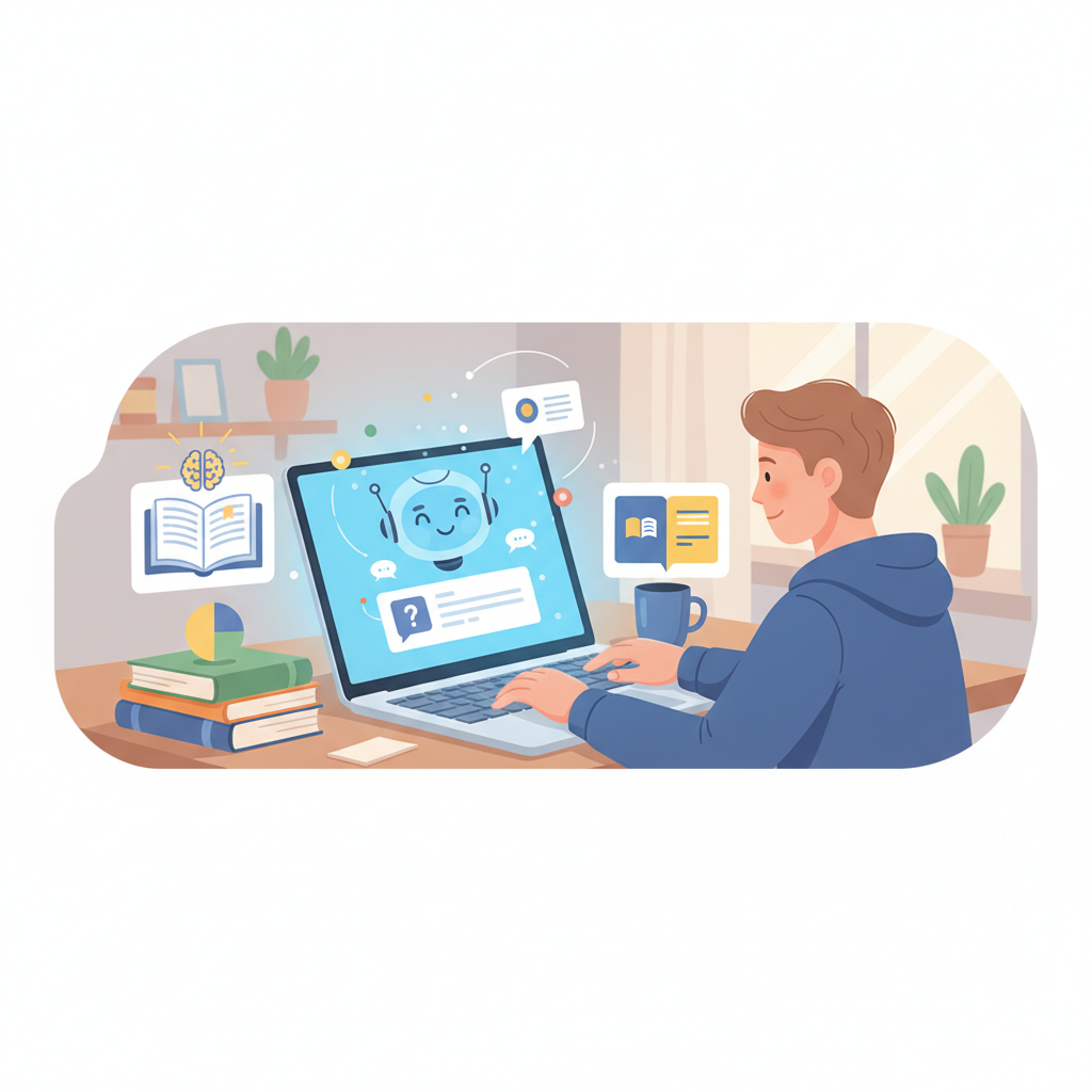 ai chatbot laptop screen student learning online education
