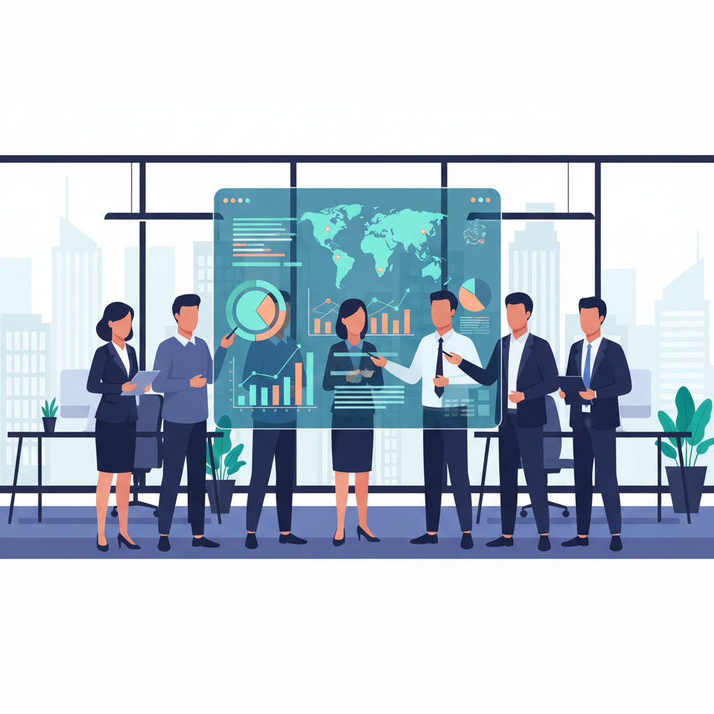 business leader sales charts modern office data visualization vietnamese