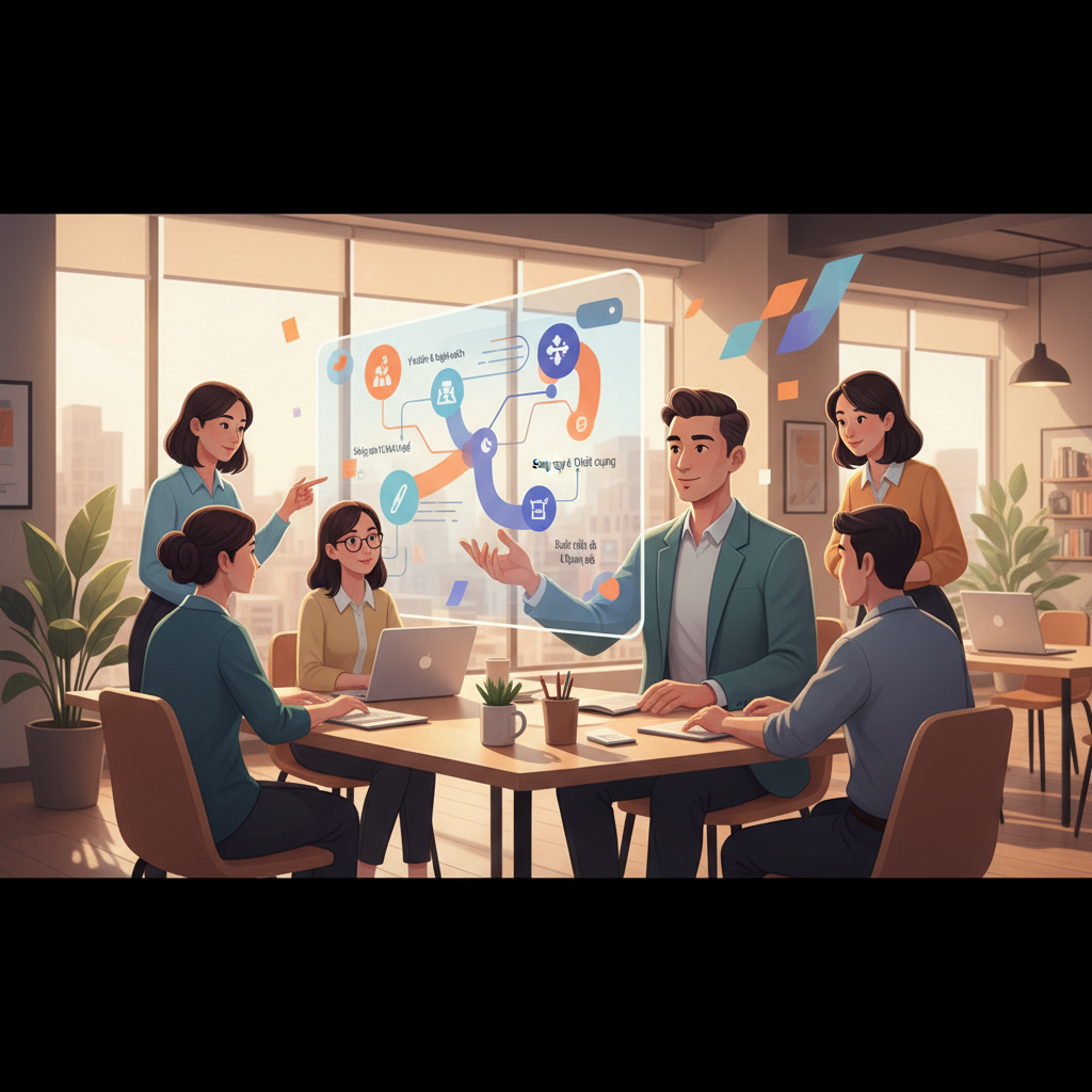 A team leader creating a content plan template in Claude Cowork with Vietnamese text labels for tasks, focusing on a streamlined workflow for a marketing agency.