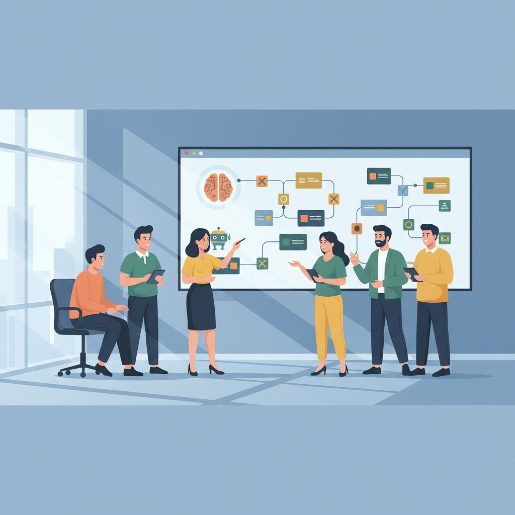 Đội ngũ doanh nghiệp thảo luận chiến lược tích hợp AI vào workflow