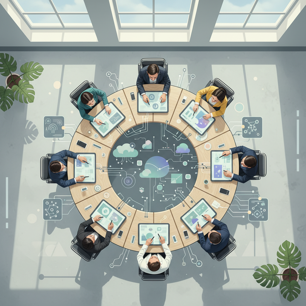 A group of Vietnamese business professionals collaborating on a data visualization project in a modern office, showing diverse team members focused on screens.